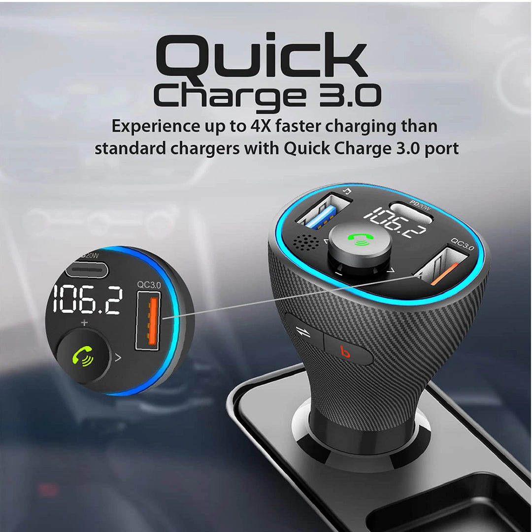 Promate PowerTune-38W - Wireless FM Transmitter - In-Car Bluetooth V5.1 Transmitter Car Kit with 20W USB-C Power Delivery in Qatar Promate PowerTune-38W - Wireless FM Transmitter - In-Car Bluetooth V5.1 Transmitter Car Kit with 20W USB-C Power Delivery in Qatar